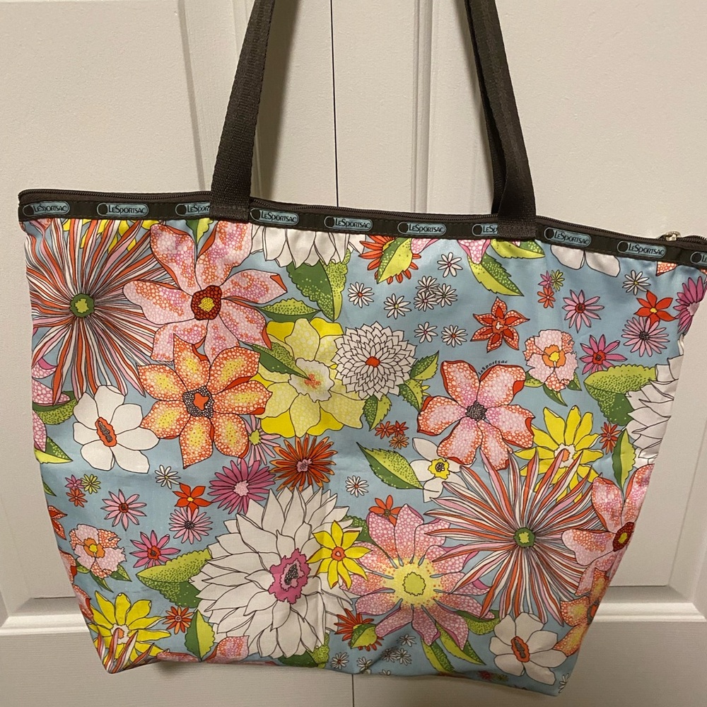 Lesportsac Colorful Floral Tote with Black Handles